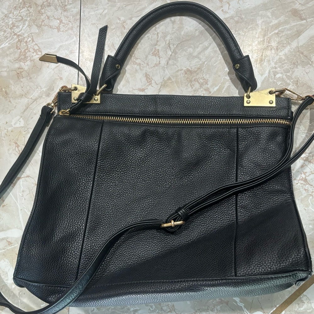 Foley + Corinna Black Satchel with Gold Hardware